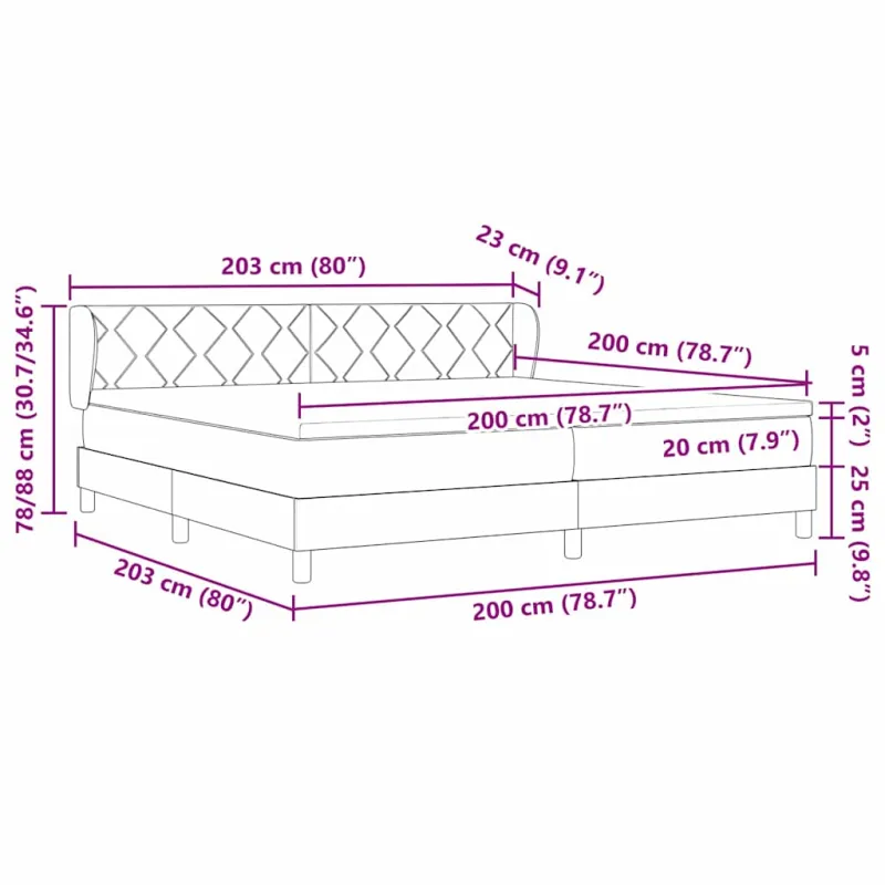 Kiemas lova su čiužiniu Šviesiai pilka 200 x 200 cm audinys