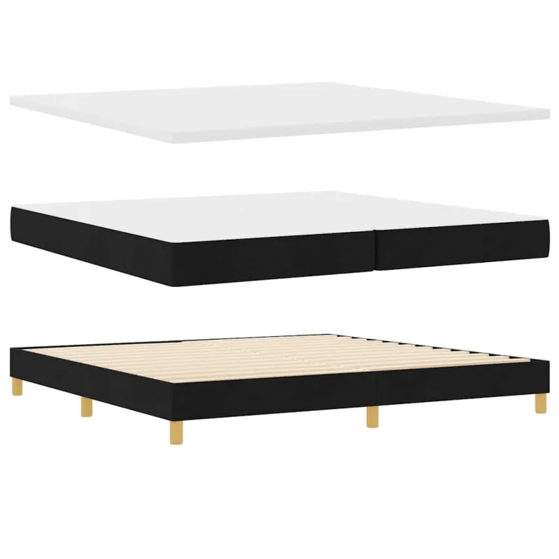 Kiemas lova su čiužiniu Juoda 200 x 200 cm audinys
