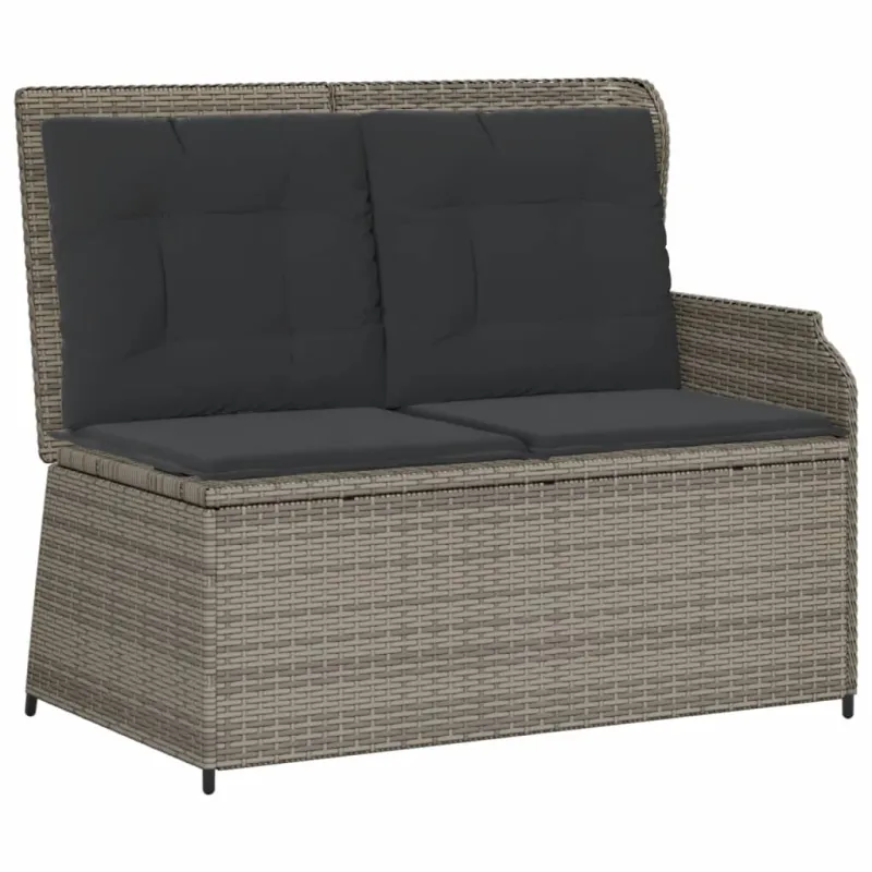 Sodo komplekti, 5 osaa, harmaa, polyrattani, tyynyillä