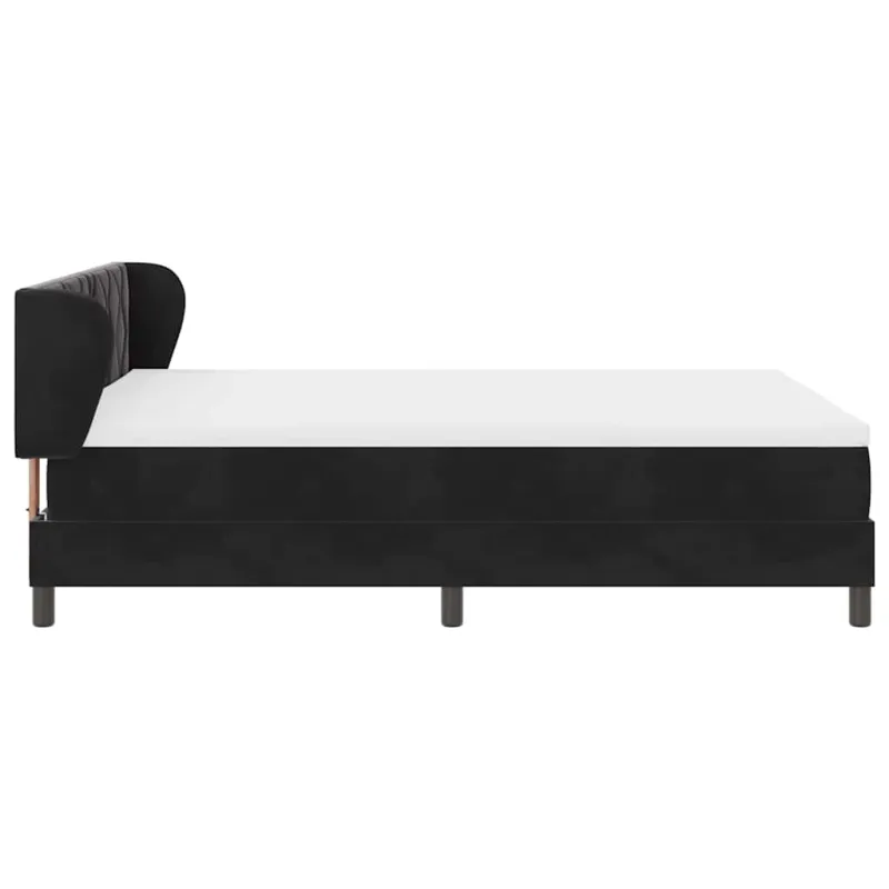 Kiemas lova su galvūgalio Juoda 140 x 190 cm Aksomas