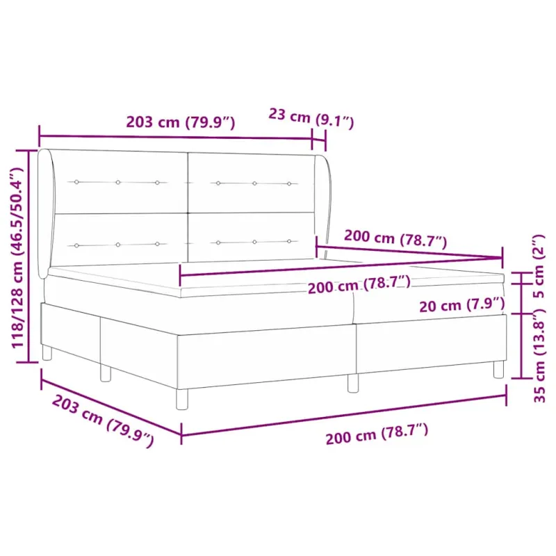 Kiemas lova su čiužiniu Kreminė 200 x 200 cm audinys