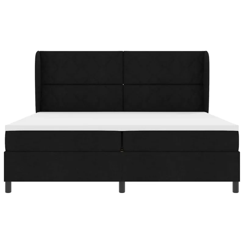 Kiemas lova su čiužiniu Juoda 200 x 200 cm audinys