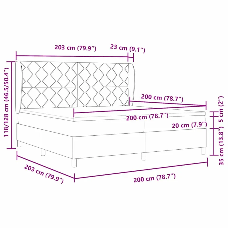 Kiemas lova su čiužiniu Mėlyna 200 x 200 cm audinys