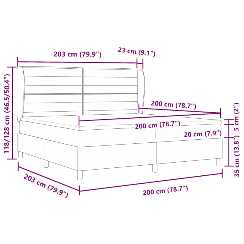Kiemas lova su čiužiniu Tamsiai pilka 200 x 200 cm audinys