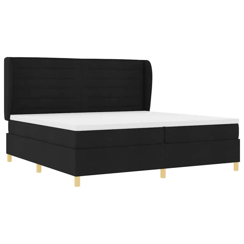 Kiemas lova su čiužiniu Juodas 200 x 200 cm audinys