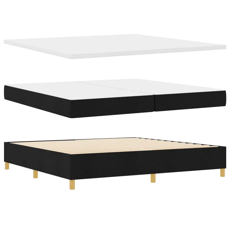 Kiemas lova su čiužiniu Juodas 200 x 200 cm audinys