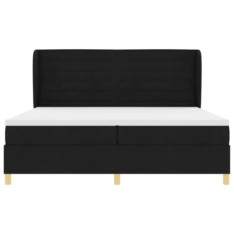 Kiemas lova su čiužiniu Juodas 200 x 200 cm audinys