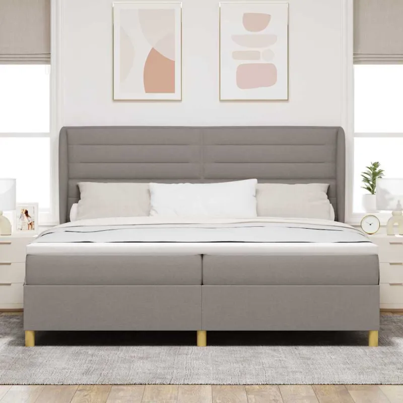 Kiemas lova su čiužiniu Taupe 200 x 200 cm audinys