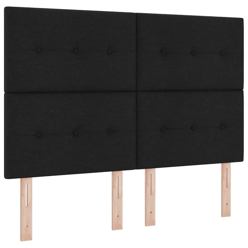 Kiemas lova su čiužiniu Juodas 200 x 160 cm audinys