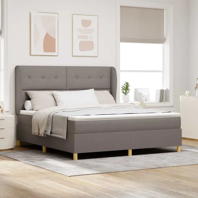Kiemas lova su čiužiniu Taupe 200 x 180 cm audinys