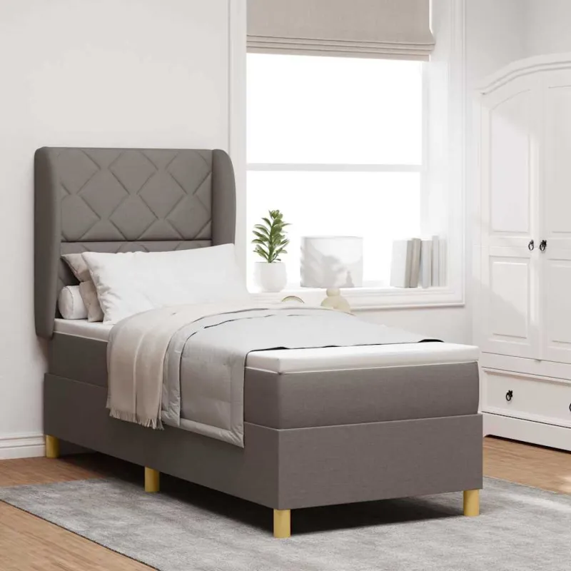 Kiemas lova su čiužiniu su galvūgalio Taupe 200 x 80 cm audinys