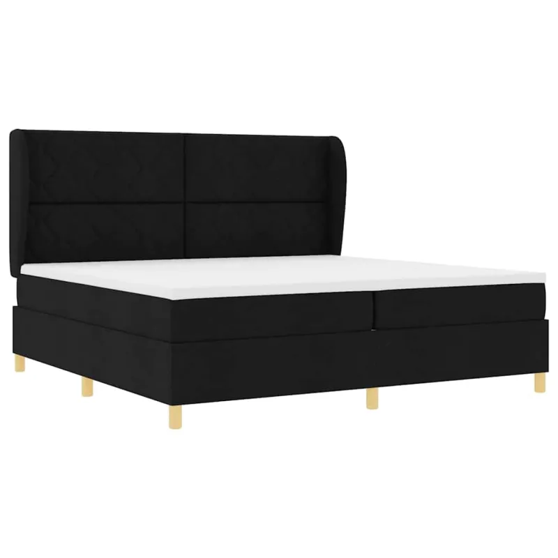Kiemas lova su čiužiniu Juodas 200 x 200 cm audinys