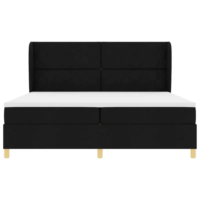 Kiemas lova su čiužiniu Juodas 200 x 200 cm audinys