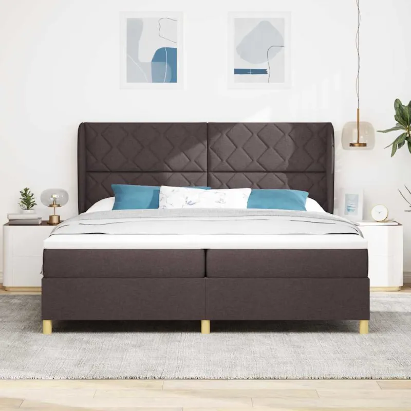 Kiemas lova su čiužiniu Tamsiai rudas 200 x 200 cm audinys