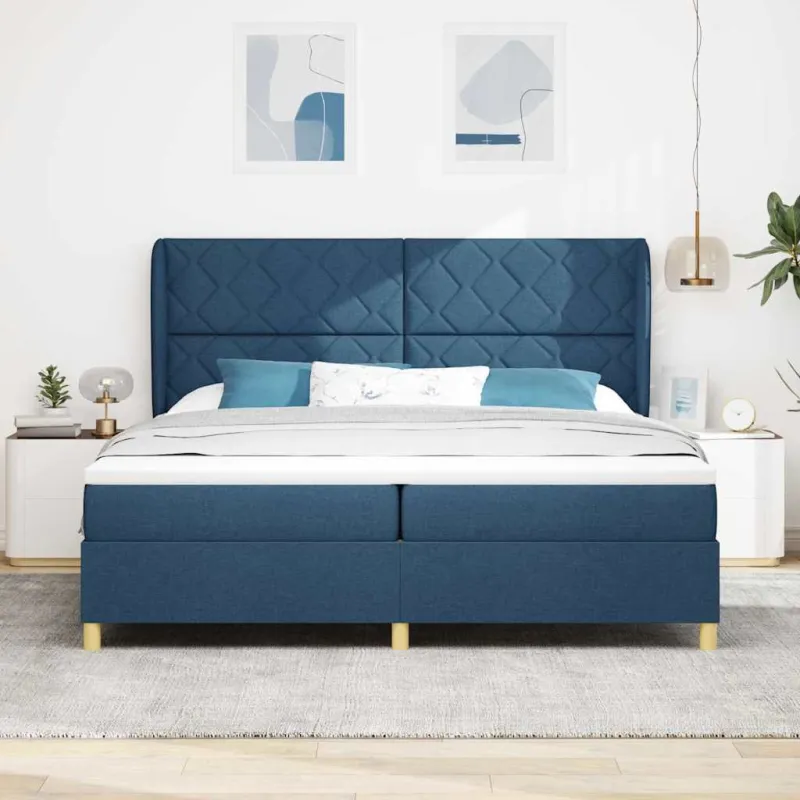 Kiemas lova su čiužiniu Mėlyna 200 x 200 cm audinys