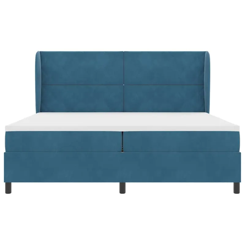 Kiemas lova su čiužiniu Tamsiai mėlyna 200 x 200 cm Aksomas