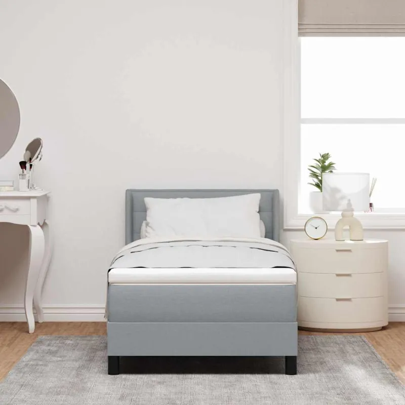 Kiemas lova su galvūgalio Šviesiai pilka 190 x 90 cm audinys