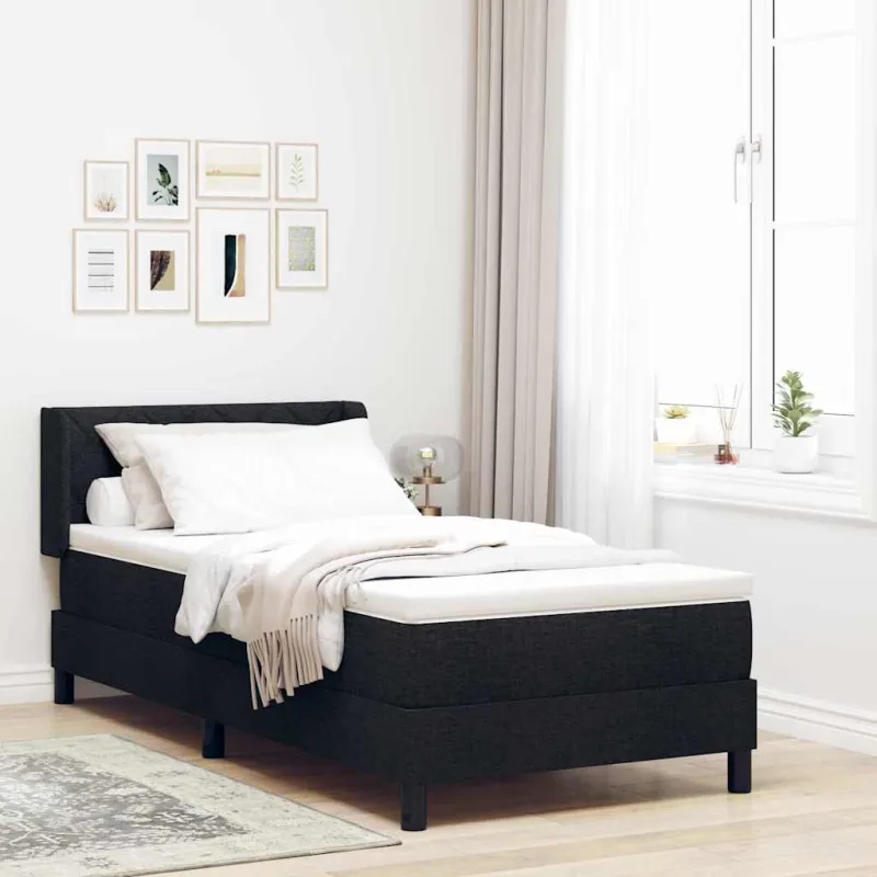 Kiemas lova su galvūgalio Juodas 190 x 90 cm audinys