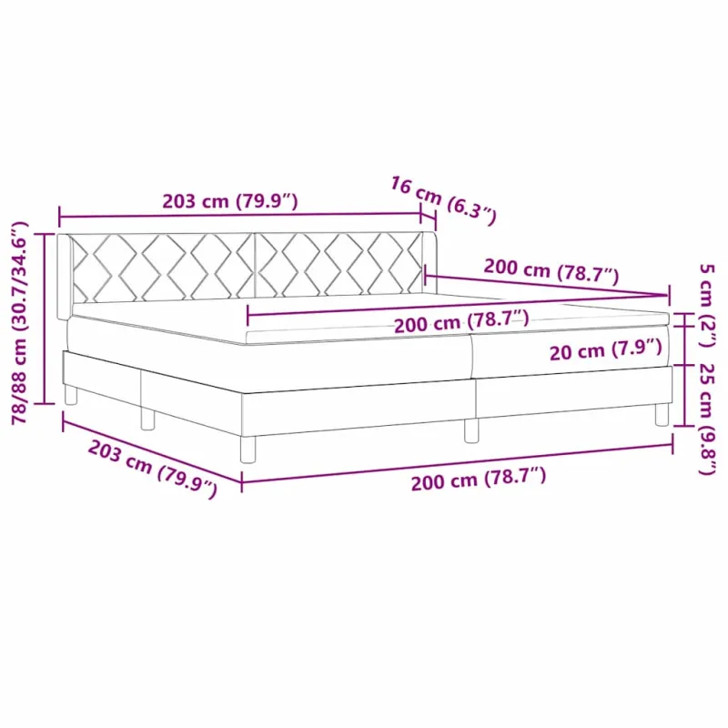 Kiemas lova su galvūgalio Juodas 200 x 200 cm audinys