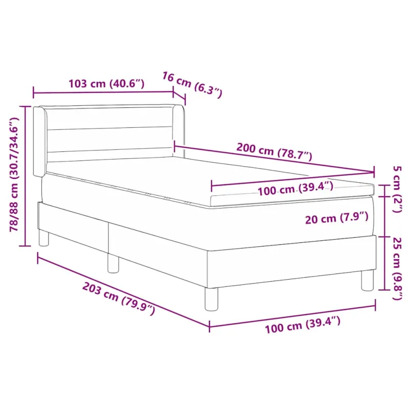 Kiemas lova su čiužiniu Mėlyna 200 x 100 cm audinys