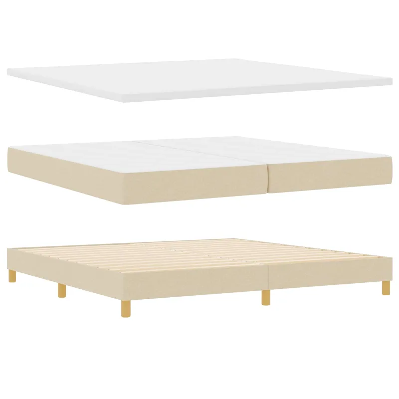 Kiemas lova su čiužiniu Kreminė 200 x 200 cm audinys