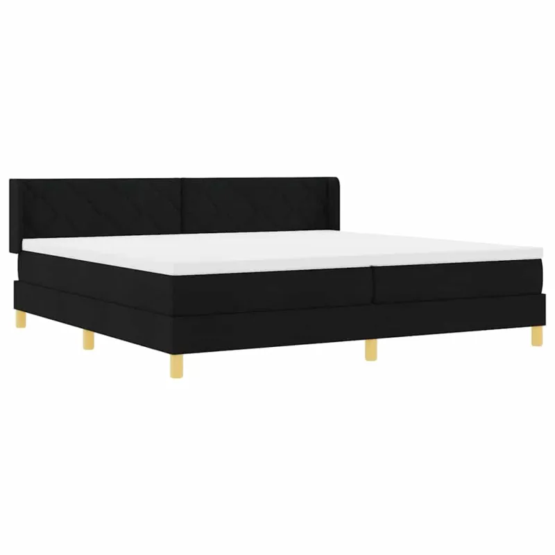 Kiemas lova su čiužiniu Juoda 200 x 200 cm audinys