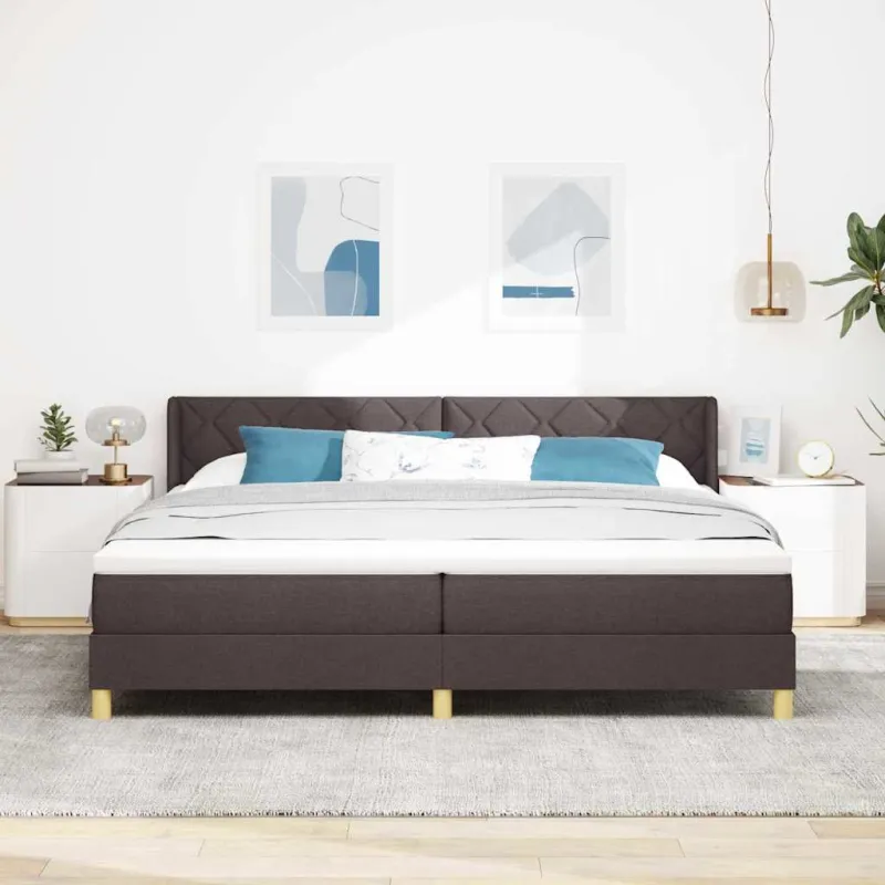 Kiemas lova su čiužiniu Tamsiai rudas 200 x 200 cm audinys