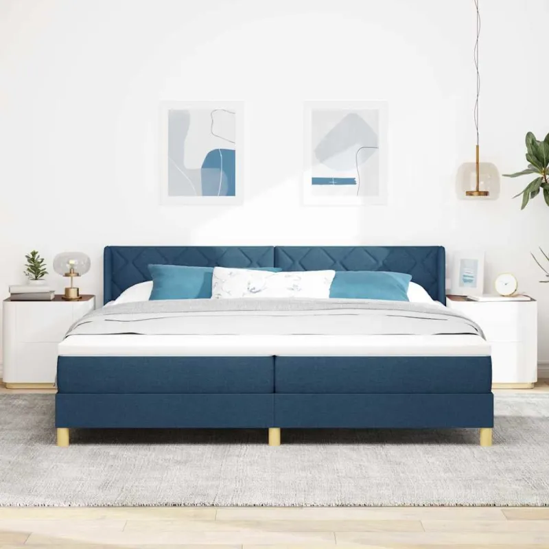 Kiemas lova su čiužiniu Mėlyna 200 x 200 cm audinys