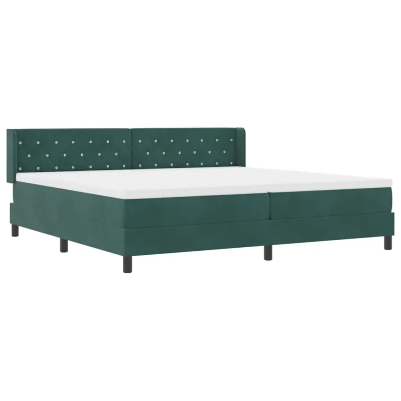 Kiemas lova su galvūgalio Tamsiai žalia 200 x 200 cm Aksomas