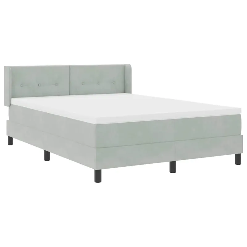 Kiemas lova su galvūgalio Šviesiai pilka 190 x 140 cm Aksomas
