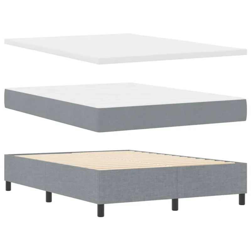 Kiemas lova su čiužiniu Šviesiai pilka 200 x 140 cm audinys