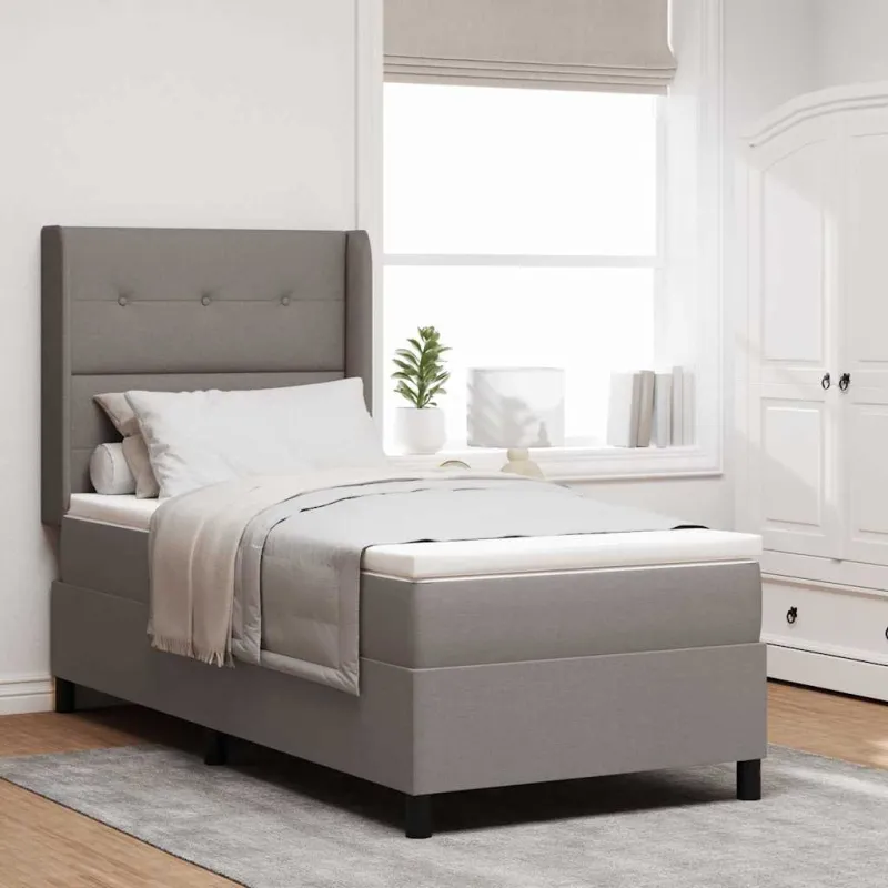 Kiemas lova su čiužiniu su galvūgalio Taupe 200 x 90 cm audinys
