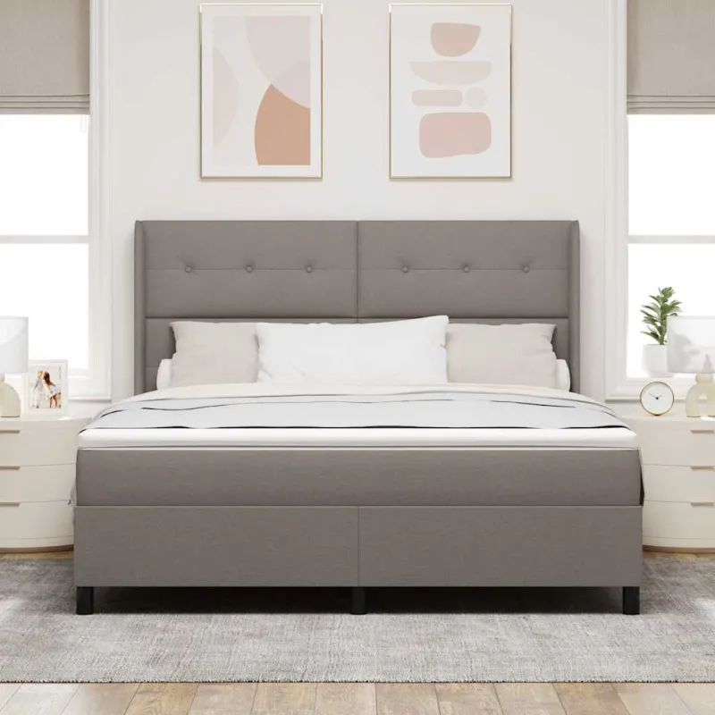 Kiemas lova su čiužiniu Taupe 200 x 180 cm audinys