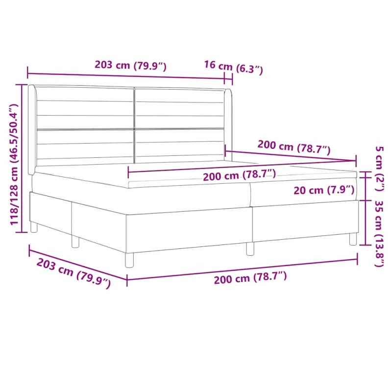 Kiemas lova su čiužiniu Tamsiai rudas 200 x 200 cm audinys