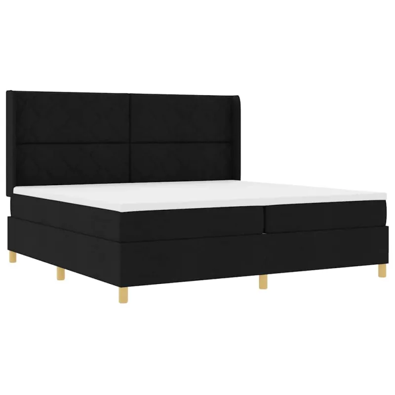 Kiemas lova su čiužiniu Juoda 200 x 200 cm audinys
