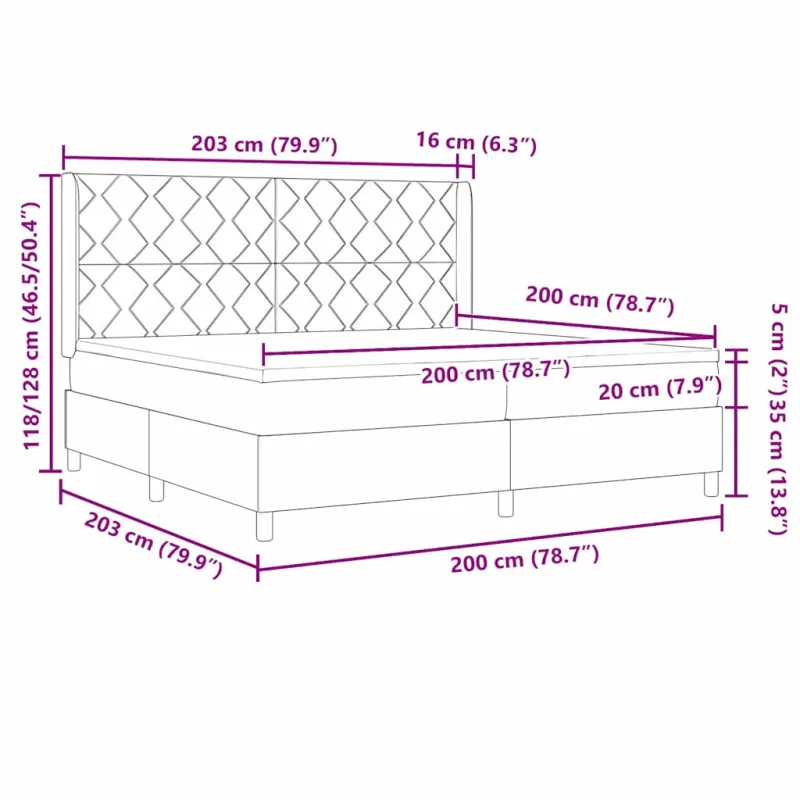 Kiemas lova su čiužiniu Tamsiai rudas 200 x 200 cm audinys