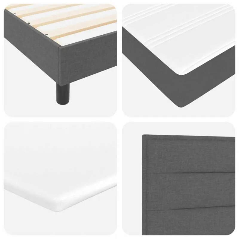Kiemas lova su čiužiniu Tamsiai pilka 90 x 190 cm audinys