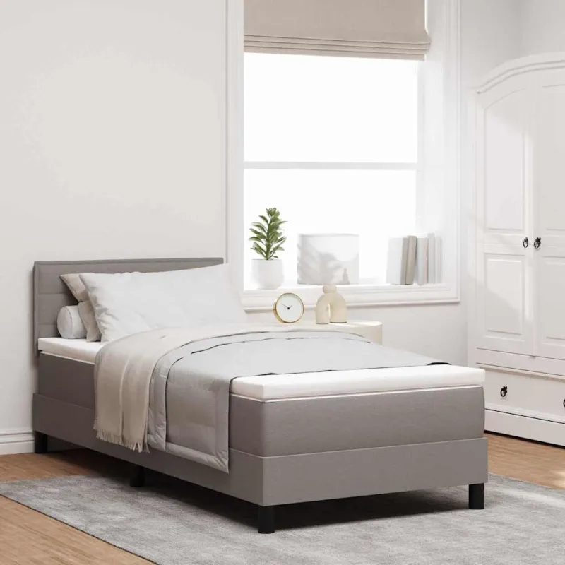 Kiemas lova su čiužiniu su LED Taupe 90 x 190 cm audinys