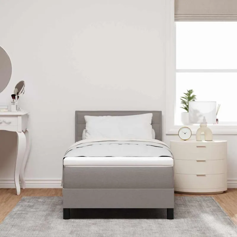 Kiemas lova su čiužiniu su LED Taupe 90 x 190 cm audinys