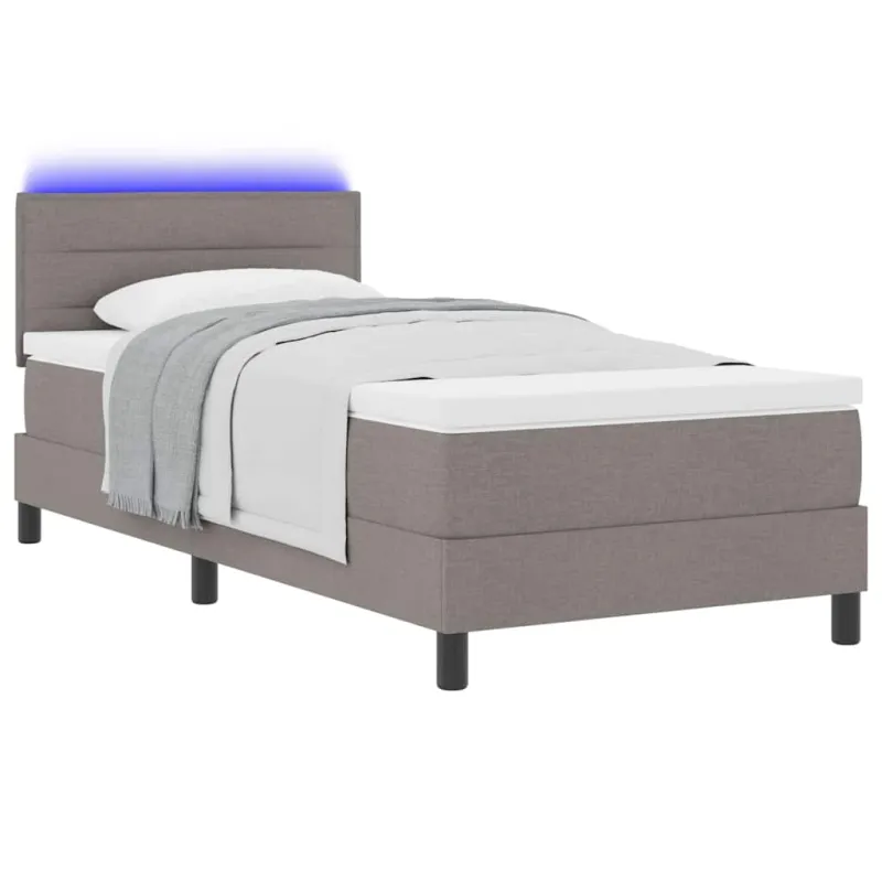 Kiemas lova su čiužiniu su LED Taupe 90 x 200 cm audinys