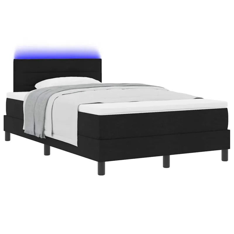 Kiemas lova su čiužiniu su LED Juoda 120 x 190 cm audinys
