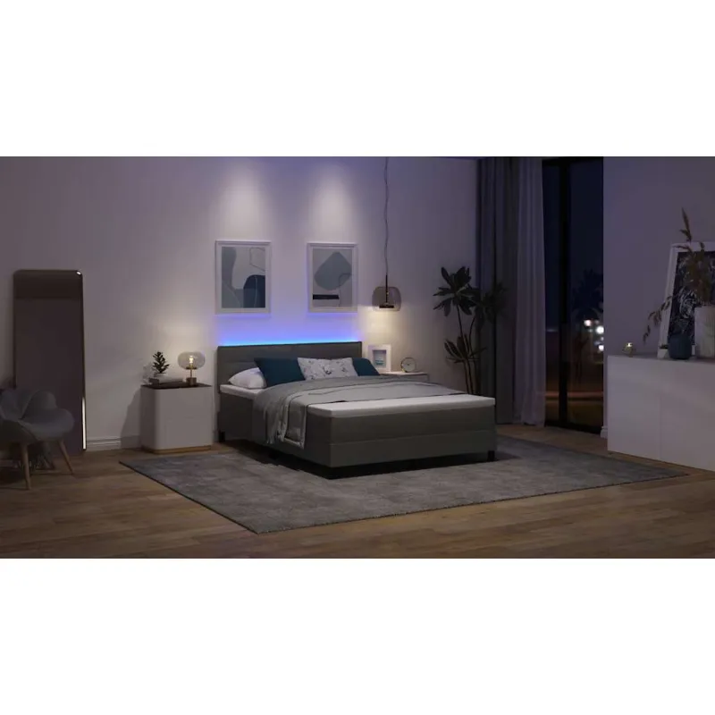 Kiemas lova su čiužiniu Tamsiai pilka 140 x 190 cm audinys