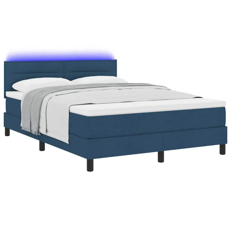 Kiemas lova su čiužiniu su LED Mėlyna 140 x 190 cm audinys