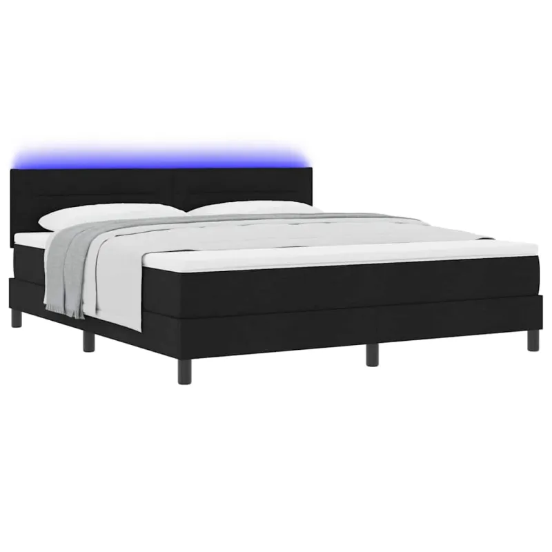 Kiemas lova su čiužiniu su LED Juoda 180 x 200 cm audinys