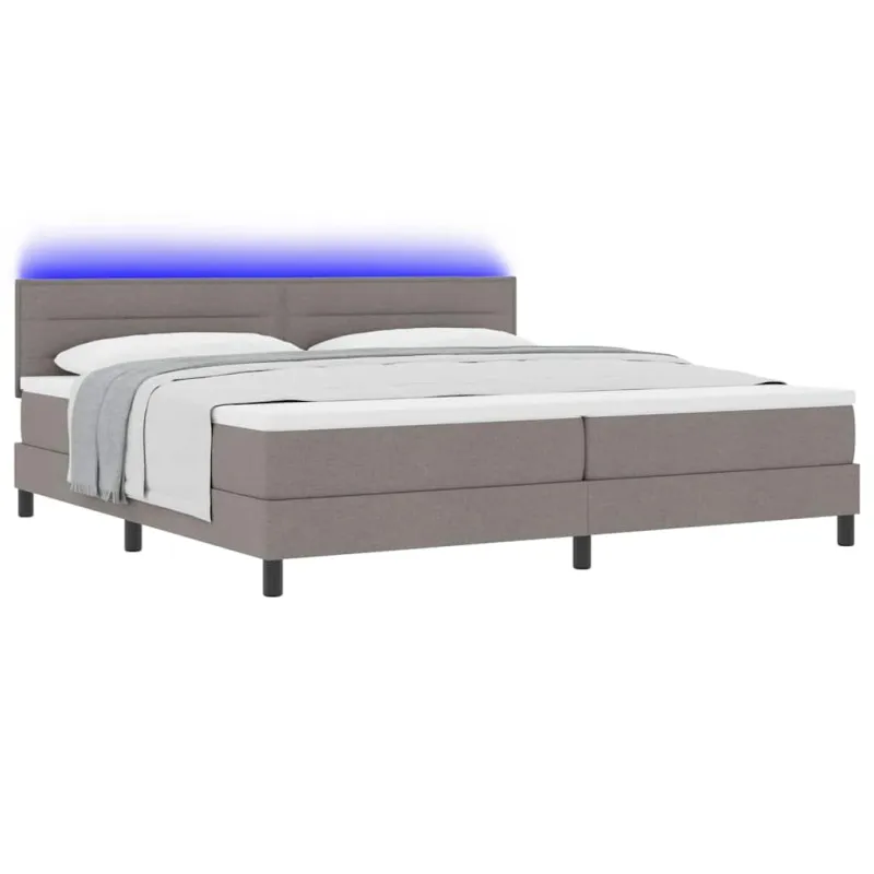 Kiemas lova su čiužiniu su LED Taupe 200 x 200 cm audinys