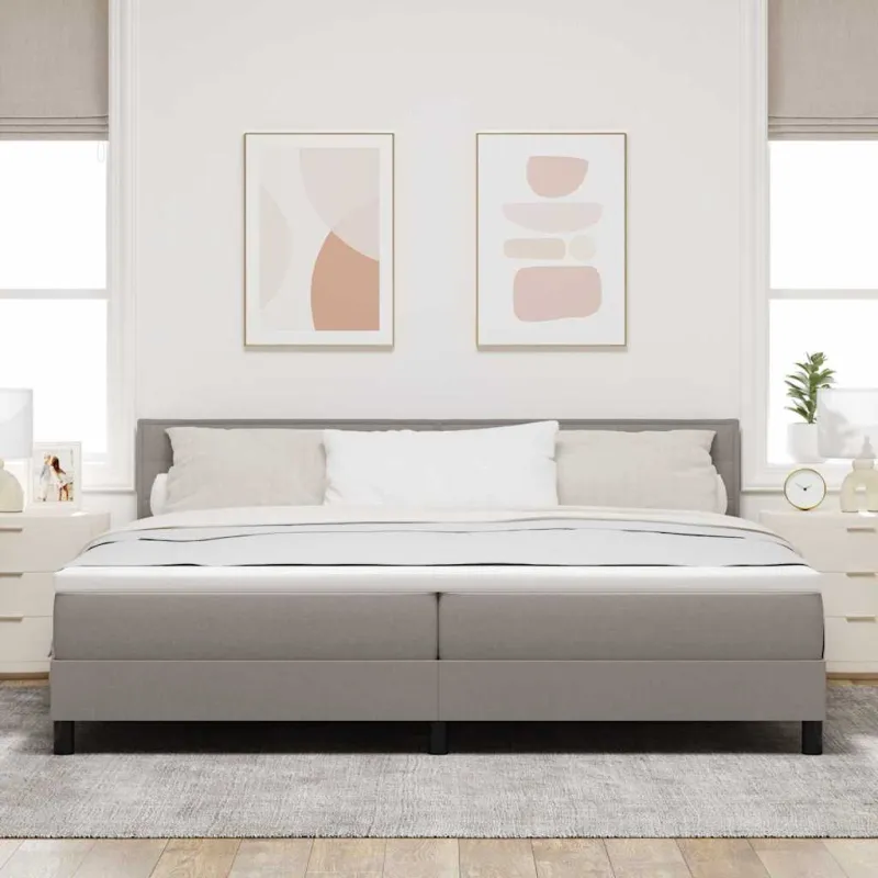 Kiemas lova su čiužiniu su LED Taupe 200 x 200 cm audinys