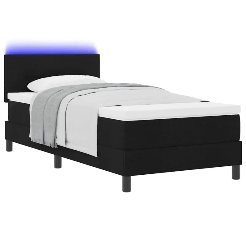 Kiemas lova su čiužiniu su LED Juoda 90 x 200 cm audinys