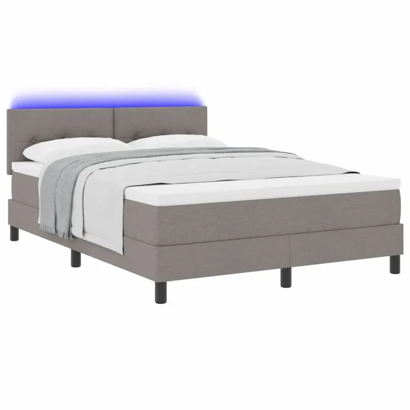 Kiemas lova su čiužiniu su LED Taupe 140 x 190 cm audinys