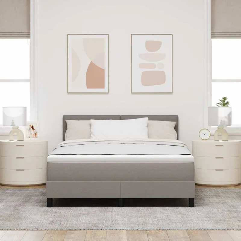 Kiemas lova su čiužiniu su LED Taupe 140 x 190 cm audinys