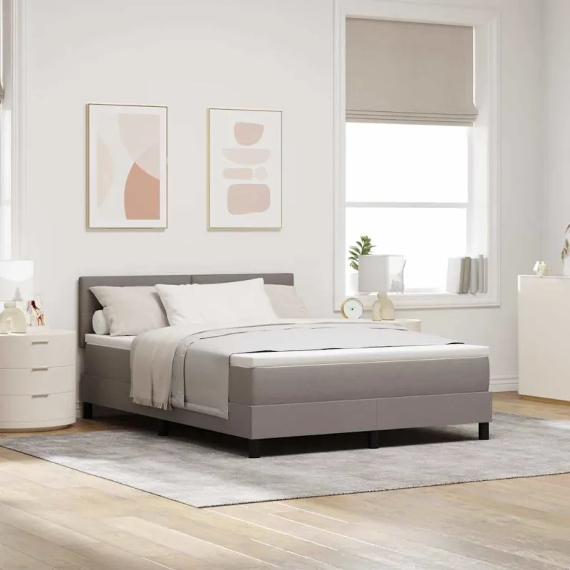 Kiemas lova su čiužiniu su LED Taupe 140 x 200 cm audinys